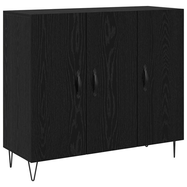 vidaXL Credenza Rovere Nero 90 x 32,5 x 80 cm Legno multistrato
