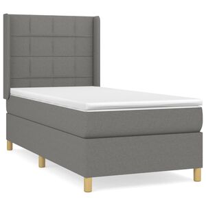 vidaXL Giroletto a Molle con Materasso Grigio Scuro 80x200 cm Tessuto