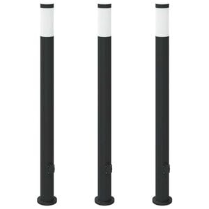 vidaXL Lampioni a colonnina con presa elettrica 3 pz 110 cm Acciaio Inox IP44