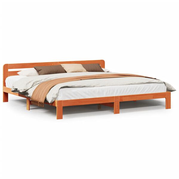 vidaXL Letto senza Materasso Marrone Cera 180x200 cm in Legno di Pino