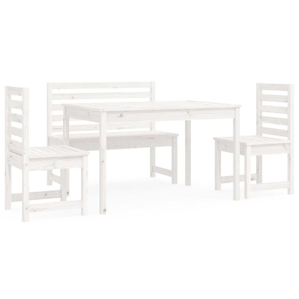 vidaXL Set da Pranzo per Giardino 4pz Bianco in Legno Massello di Pino