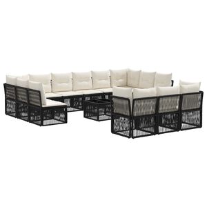 vidaXL Set Divano da Giardino 14 pz Nero polyrattan