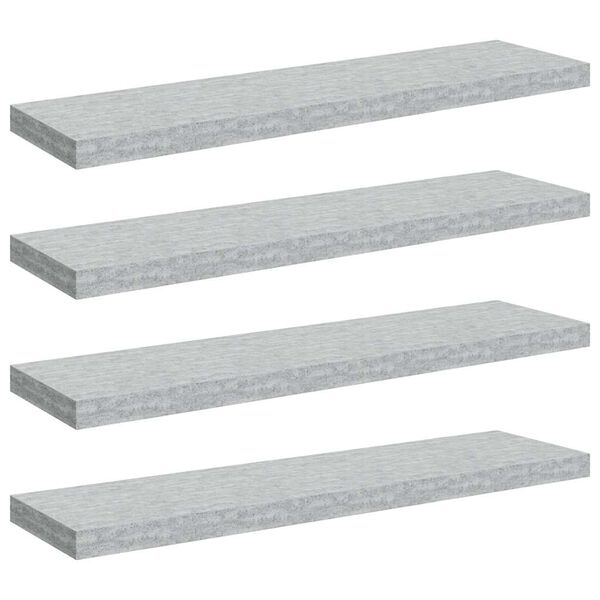 vidaXL Scaffali a Parete 4 pz Grigio Cemento 90x23,5x3,8 cm in MDF