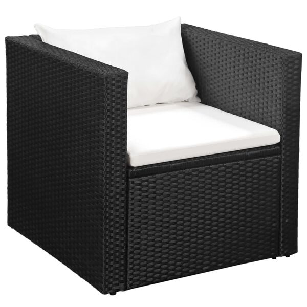 vidaXL Set Divani da Giardino 4 pz in Polyrattan Nero e Bianco