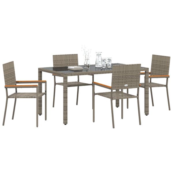 vidaXL Set da Pranzo per Giardino 5 pcs Grigio polyrattan