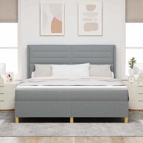 vidaXL Letto a molle con materasso Grigio chiaro 180 x 200 cm Tessuto