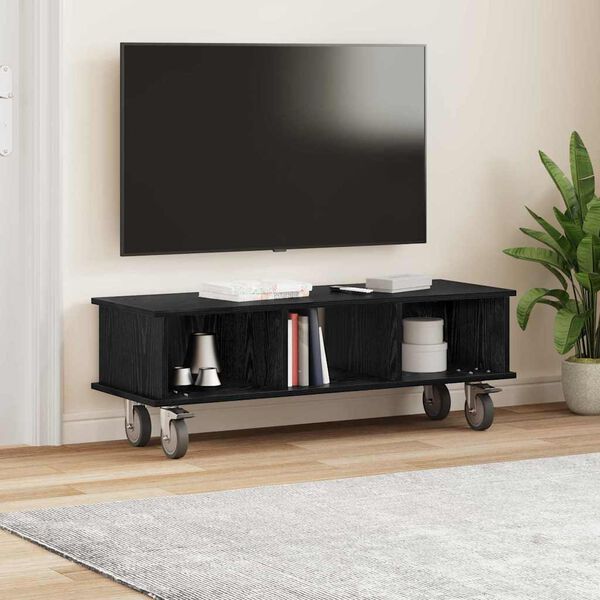 vidaXL Supporto TV Rovere Nero 100 x 35 x 35 cm Legno multistrato