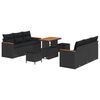 vidaXL Set Divano da Giardino 9 pcs Nero polyrattan