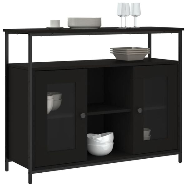 vidaXL Credenza Nera 100x35x80 cm in Legno Multistrato