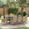 vidaXL Set da Pranzo per Giardino con cuscino 9 pcs Beige polyrattan