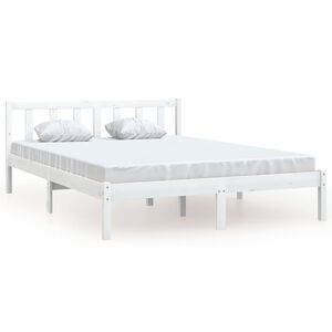 vidaXL Giroletto Bianco Legno Massello di Pino 120x190cm Small Double