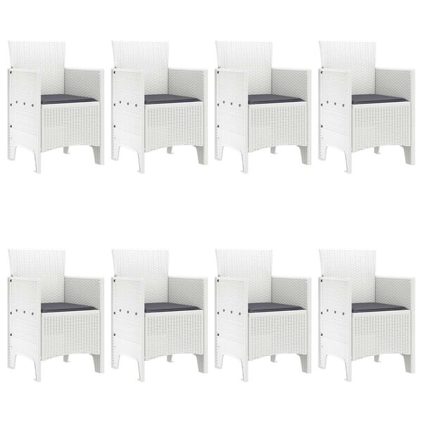 vidaXL Set da Pranzo per Giardino 9 pcs Bianco Polipropilene