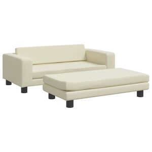 vidaXL Divano per Bambini con Poggiapiedi Crema 100x50x30cm Similpelle