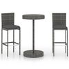 vidaXL Set Bar da Giardino 3 pz con Cuscini in Polyrattan Grigio