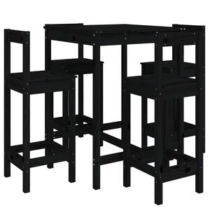 vidaXL Set Bar da Giardino 5 pz Nero in Legno Massello di Pino