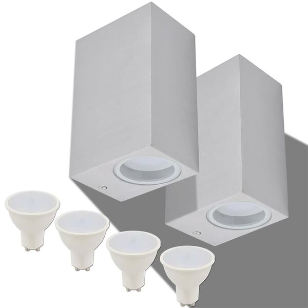 vidaXL Applique LED da Parete Quadrata 2 pz Proiezione Alto/in Basso