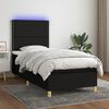 vidaXL Letto a Molle con Materasso e LED Nero 90x200 cm in Tessuto