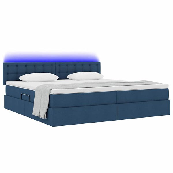 vidaXL Letto con contenitore e LED con led Blu 200 x 200 cm Tessuto