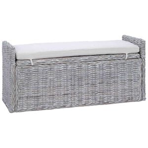 vidaXL Panchina con contenitore Bianco Lavato 110 x 40 x 50 cm Rattan