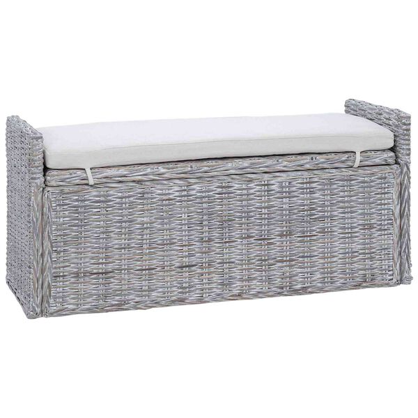 vidaXL Panchina con contenitore Bianco Lavato 110 x 40 x 50 cm Rattan