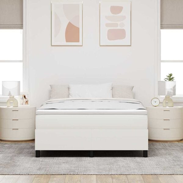 vidaXL Letto a molle Crema e Bianco 140 x 200 cm Tessuto in Cords