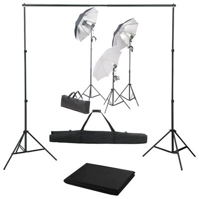 vidaXL Kit per Studio Fotografico con Set di Luci e Fondale