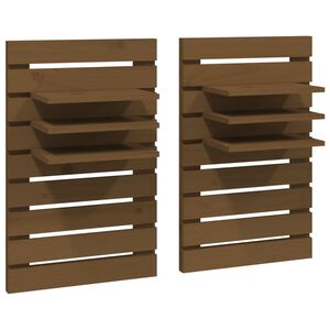 vidaXL Mensole da Letto a Parete 2 pz Ambra Legno Massello di Pino