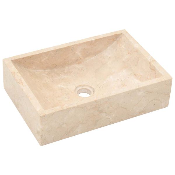 vidaXL Lavello 45x30x12 cm Marmo Lucido Crema