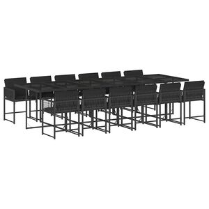 vidaXL Set da Pranzo da Giardino 13pz con Cuscini Nero in Polyrattan