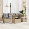 vidaXL Set Divano da Giardino con cuscino 6 pcs Beige Poly Rattan