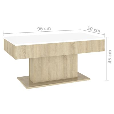 vidaXL Tavolino Salotto Bianco e Rovere Sonoma 96x50x45 cm Multistrato