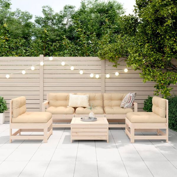 vidaXL Set Divani da Giardino 6 pz in Legno Massello di Pino