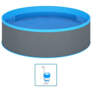 vidaXL Piscina Fuori Terra con Skimmer e Pompa Sospesi 350x90cm Grigia