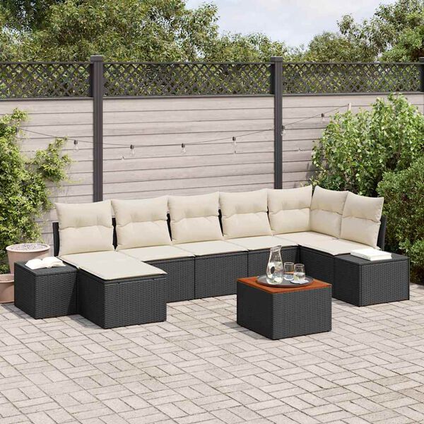 vidaXL Set Divano da Giardino 8 pcs Nero e bianco