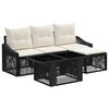 vidaXL Set Divano da Giardino 5 pz Nero e Bianco Crema polyrattan