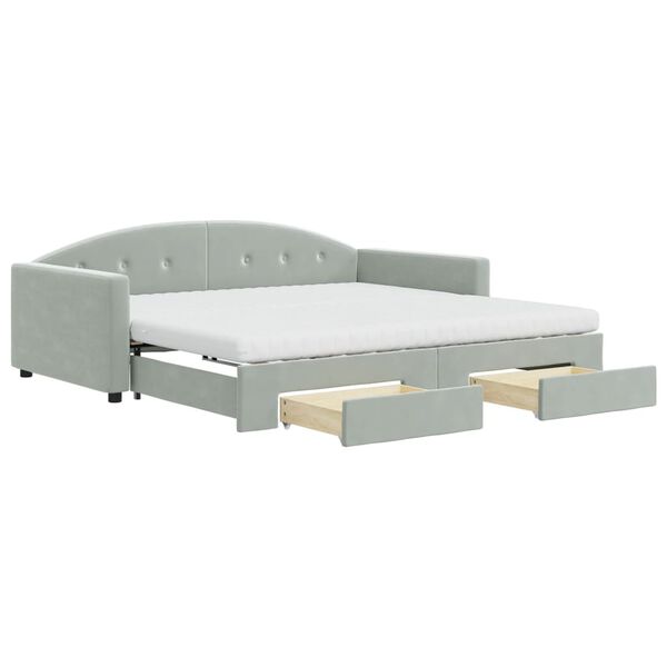 vidaXL Divano Letto Estraibile Cassetti Grigio Chiaro 100x200 Velluto