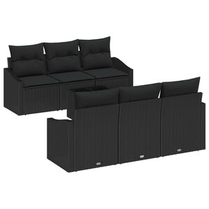 vidaXL Set di divani con cuscino 7 pcs Nero polyrattan