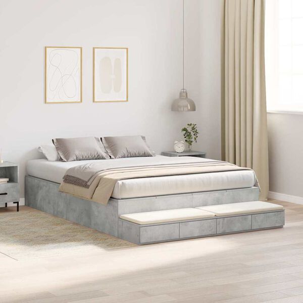 vidaXL Struttura letto con contenitore Grigio cemento 160 cm