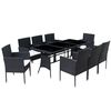 vidaXL Set da Pranzo da Giardino 9 pz con Cuscini in Polyrattan Nero