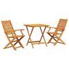 vidaXL Set Bistro Pieghevole 3 pcs Marrone Legno di Acacia Massello