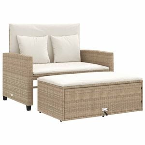 vidaXL Divano da Giardino con Cuscini a 2 Posti Beige in Polyrattan