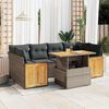 vidaXL Set Divani da Giardino 7pz con Cuscini Grigio Polyrattan Acacia