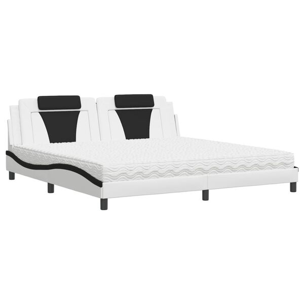 vidaXL Letto Viana con Materasso Bianco e Nero 200x200cm in Similpelle
