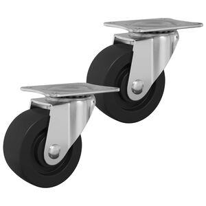 vidaXL Rullo girevole 2 pcs Argento 60 x 60 x 50 mm Ferro e nylon