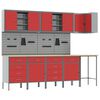 vidaXL Set di mobili da lavoro con cassetto 12 pz Rosso e Grigio
