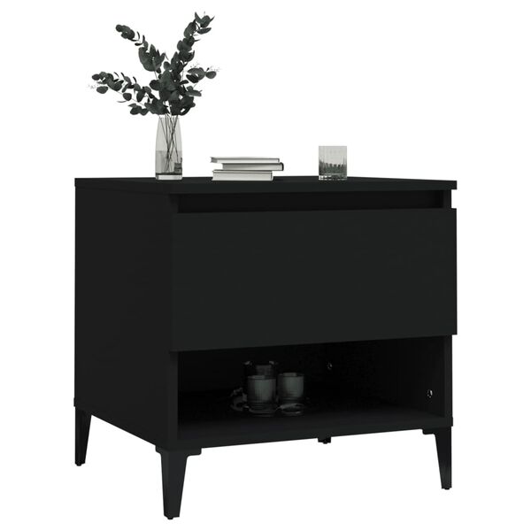 vidaXL Tavolino Nero 50x46x50 cm in Legno Multistrato