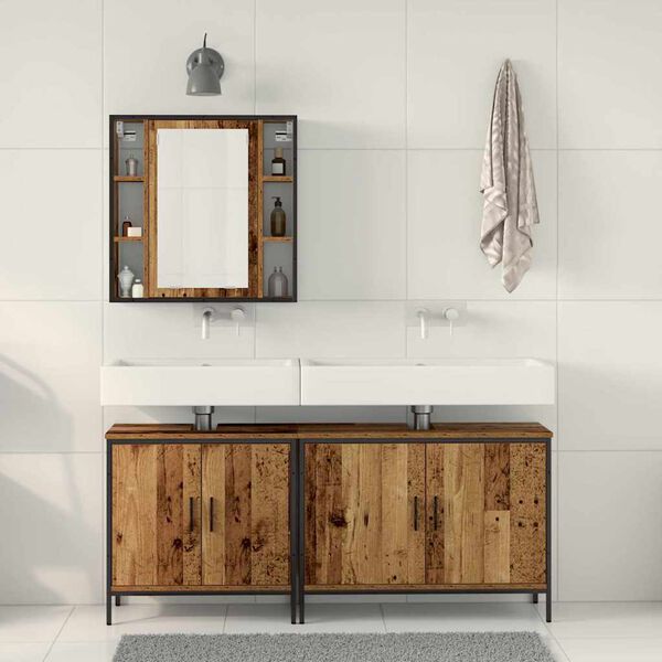 vidaXL Set di mobili per il bagno 3 pcs Marrone Legno multistrato
