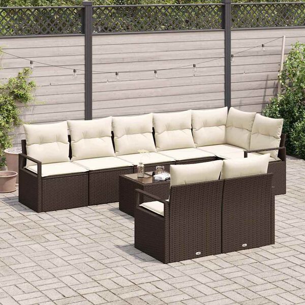 vidaXL Set di divani 9 pcs Marrone polyrattan