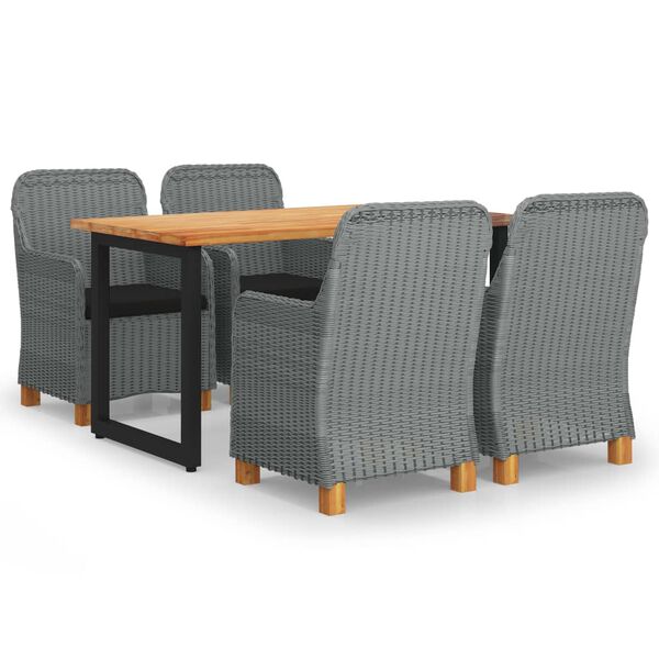 vidaXL Set da Pranzo Giardino 5 pz Cuscini in Polyrattan Grigio Chiaro