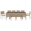 vidaXL Set da Pranzo per Giardino 11 pcs Beige polyrattan